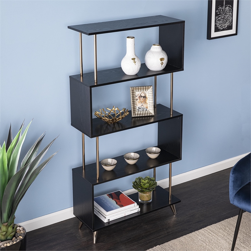 SEI Furniture Beckerman Engineered Wood Bookcases in Black Finish