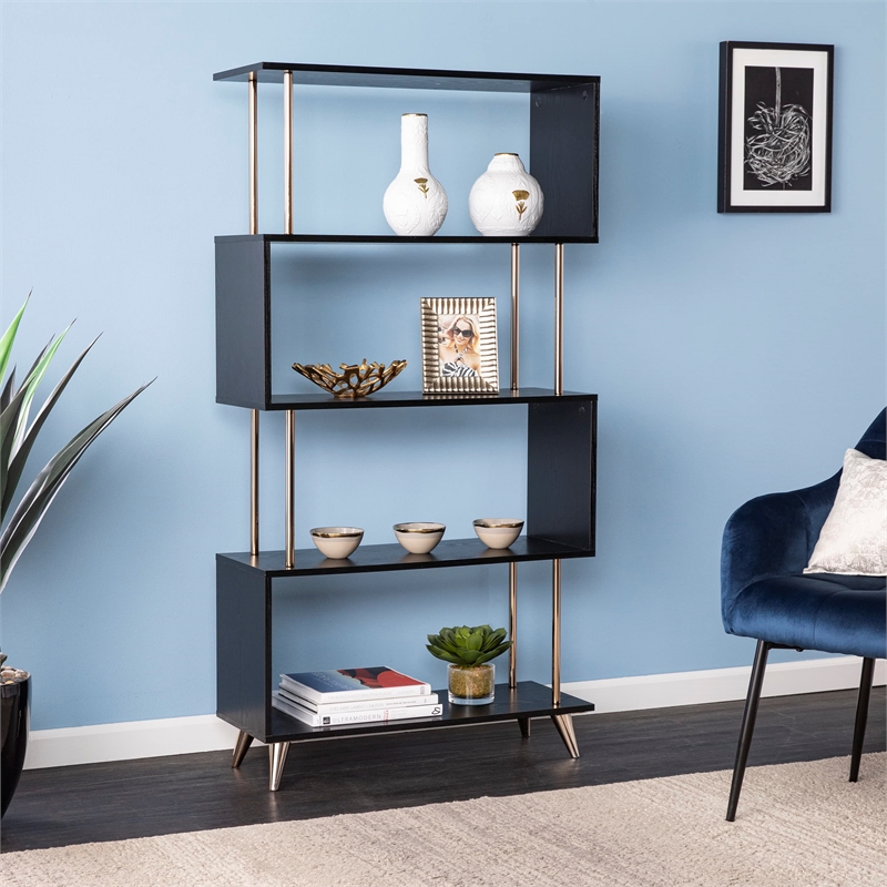 SEI Furniture Beckerman Engineered Wood Bookcases in Black Finish