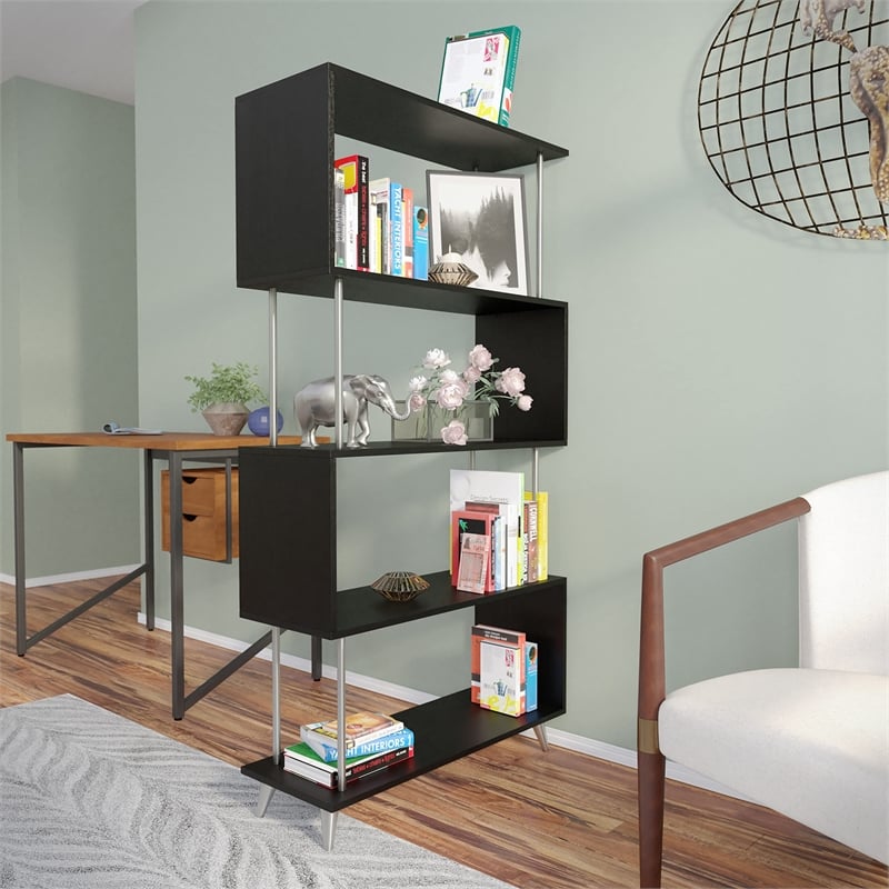 SEI Furniture Beckerman Engineered Wood Bookcases in Black Finish