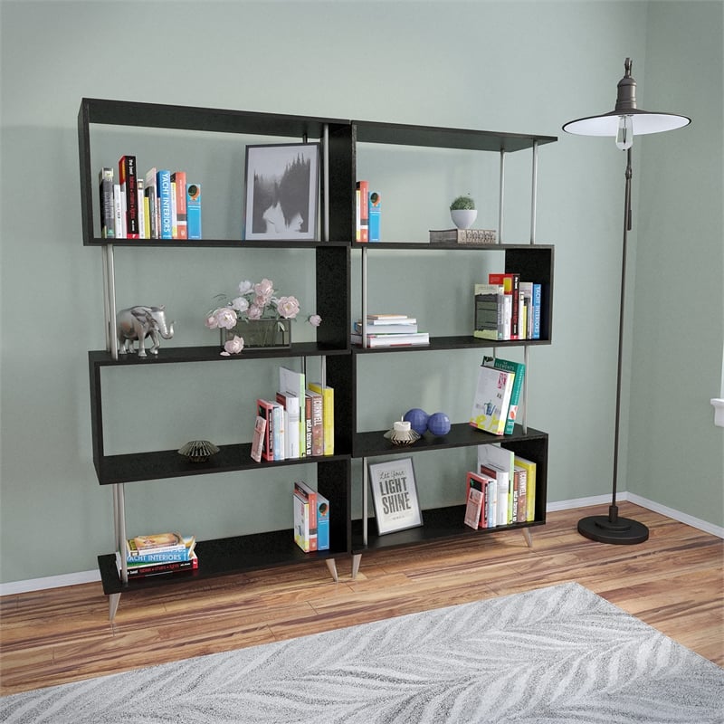 SEI Furniture Beckerman Engineered Wood Bookcases in Black Finish
