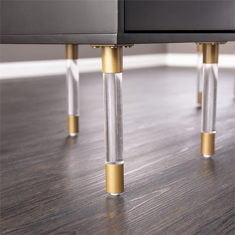 SEI Furniture Helston Engineered Wood Writing Desk in Black/Gold Finish