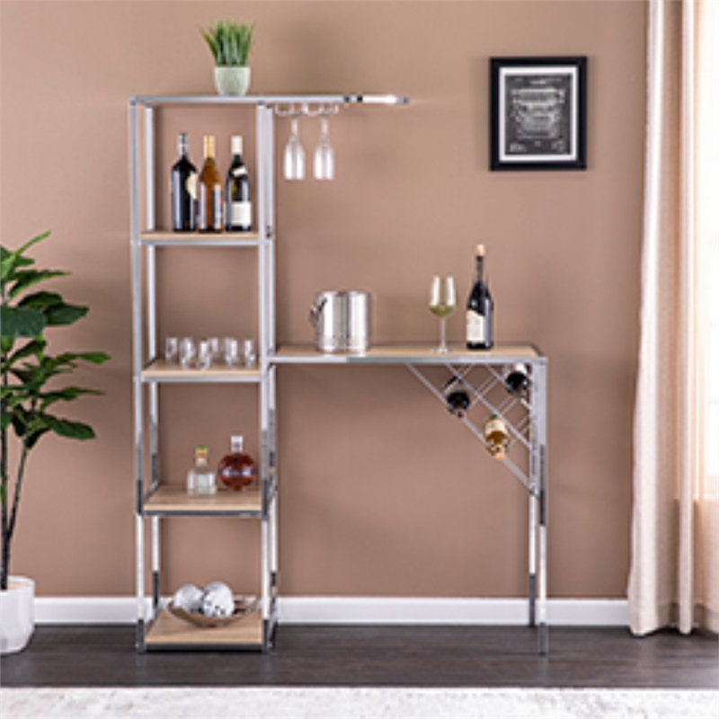 Southern Enterprises Northdon Wood and Iron Serving Table in Natural