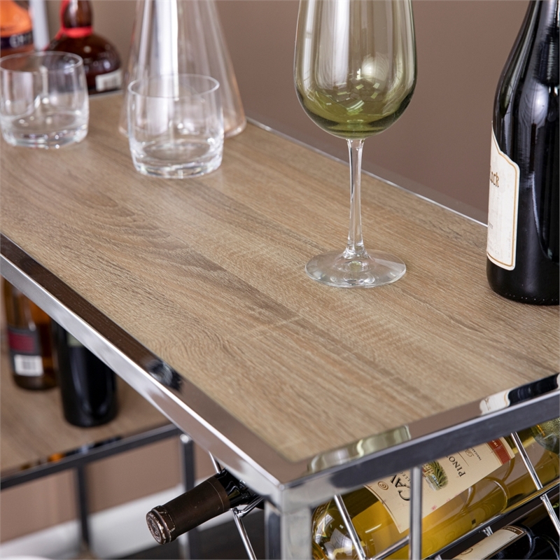 Southern Enterprises Northdon Wood and Iron Serving Table in Natural