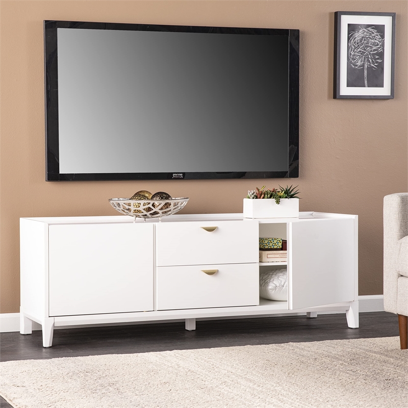 SEI Furniture Crayneland Engineered Wood Storage Media Cabinet in White