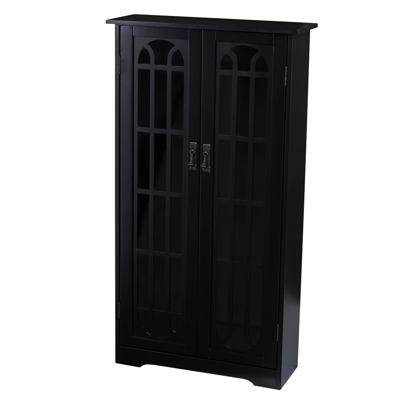 SEI Furniture Window Pane Media Cabinet in Black