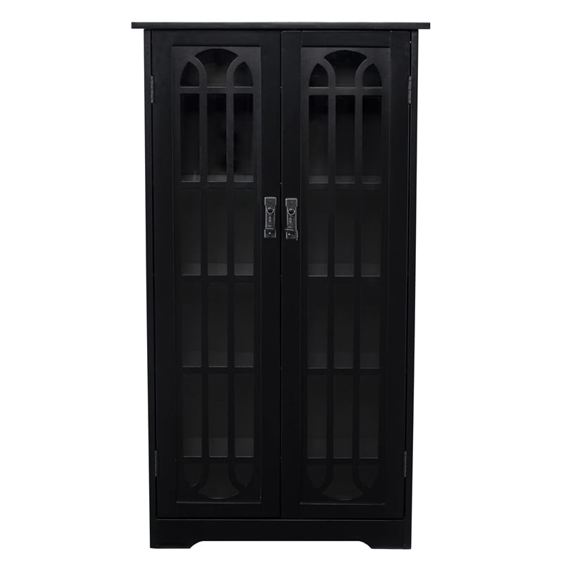 SEI Furniture Window Pane Media Cabinet in Black