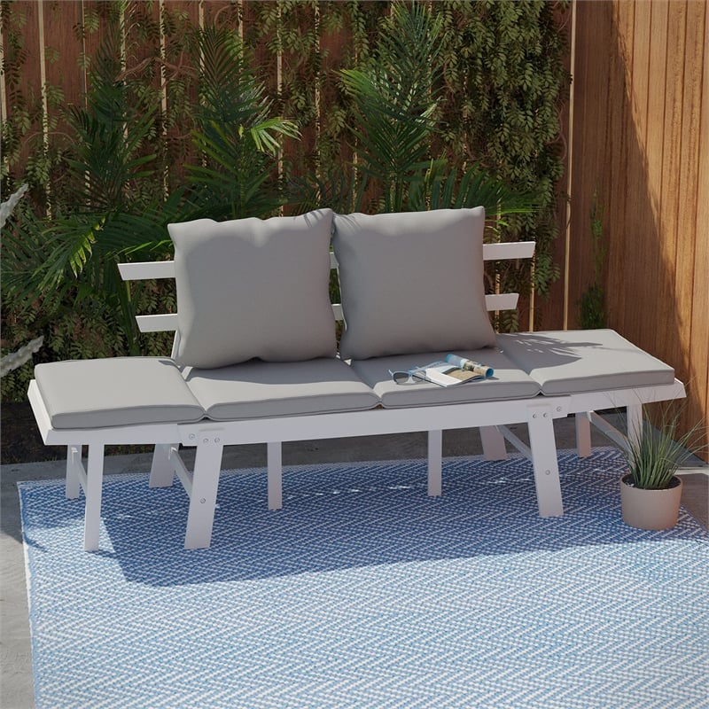 SEI Furniture Dolavon Outdoor Convertible Lounge Chair in White