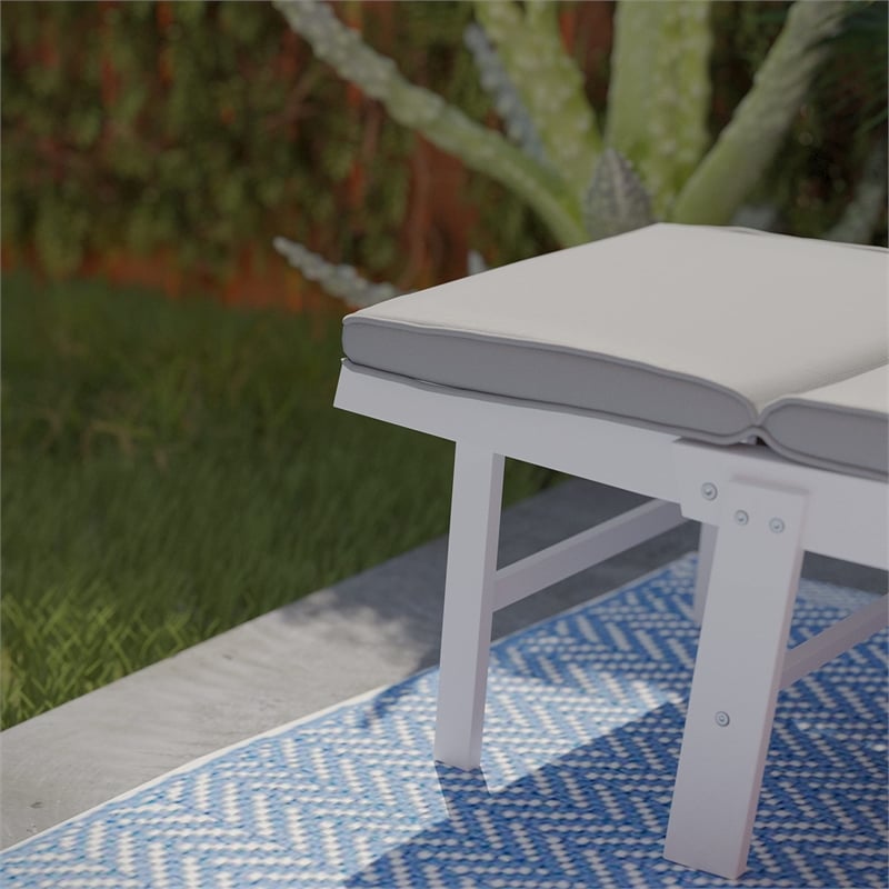 SEI Furniture Dolavon Outdoor Convertible Lounge Chair in White