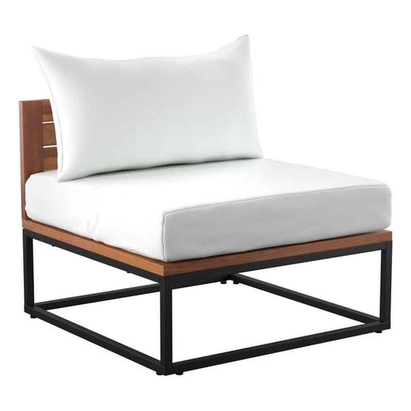 SEI Furniture Taradale Wood Outdoor Chair with Cushions in White/Black