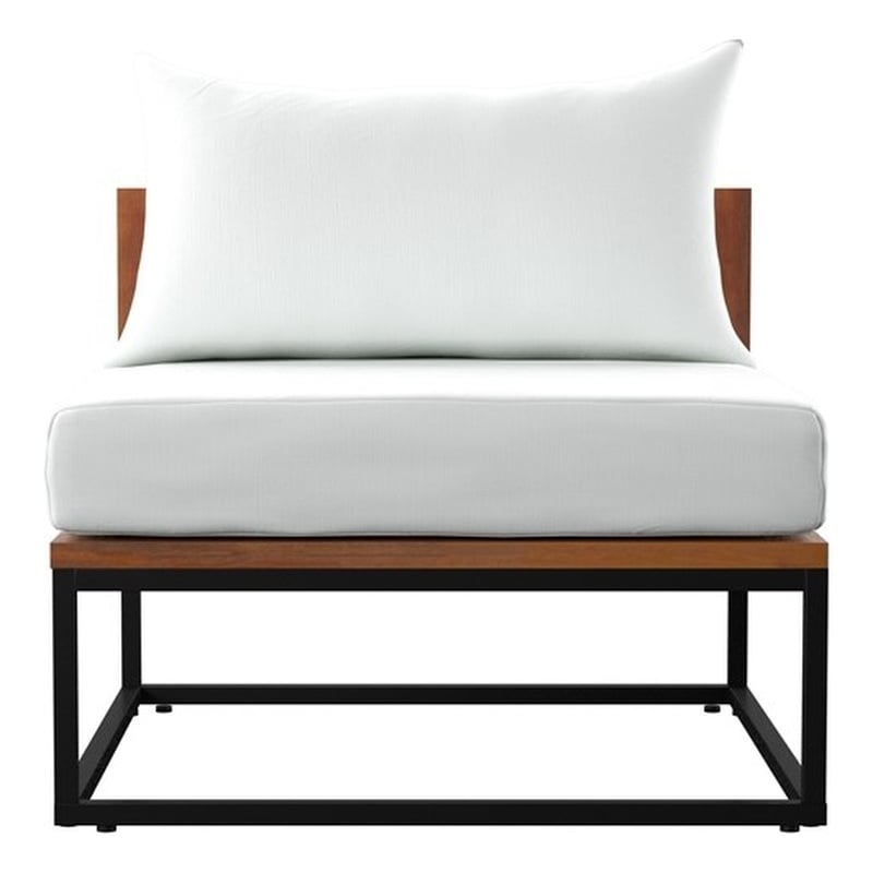 SEI Furniture Taradale Wood Outdoor Chair with Cushions in White/Black