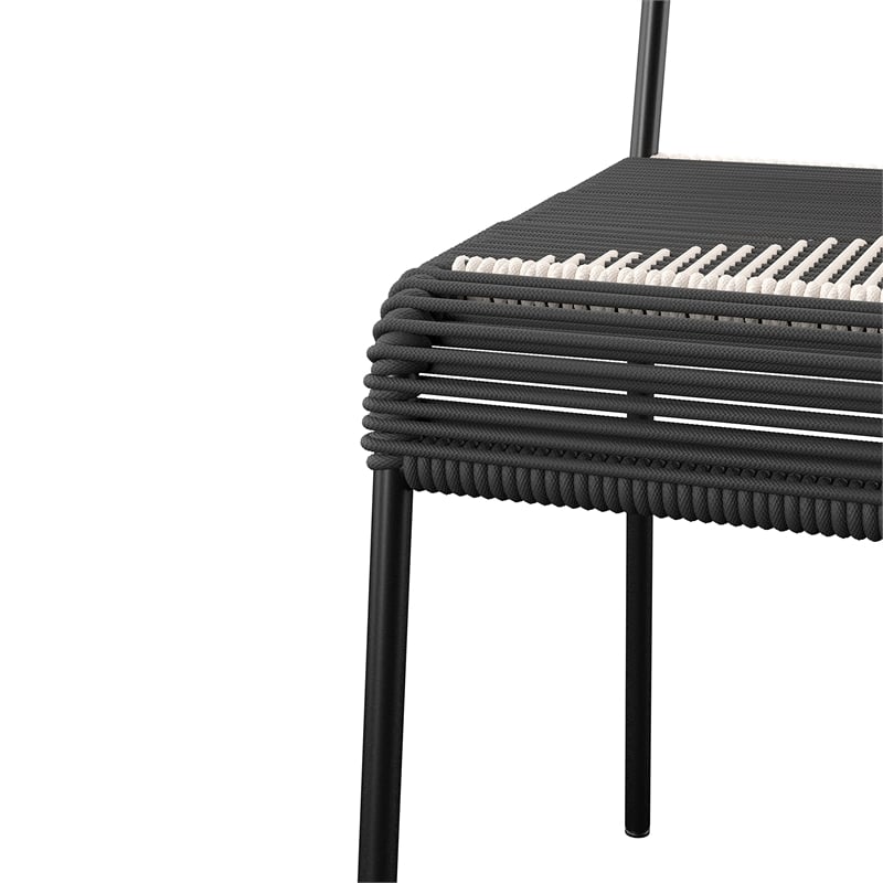 SEI Furniture Watkindale Stainless Steel Woven Outdoor Chairs in Black