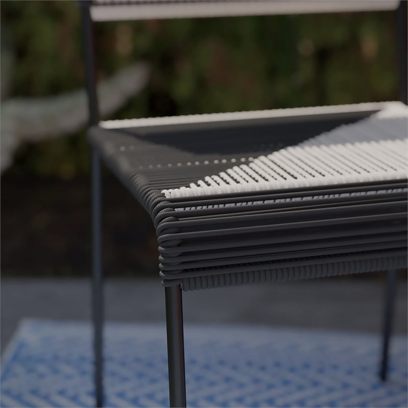 SEI Furniture Watkindale Stainless Steel Woven Outdoor Chairs in Black