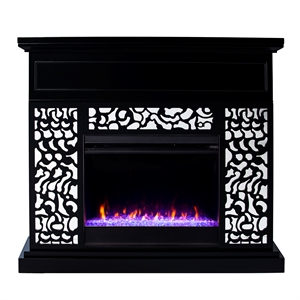 SEI Furniture Engineered Wood Color Changing Fireplace in Black