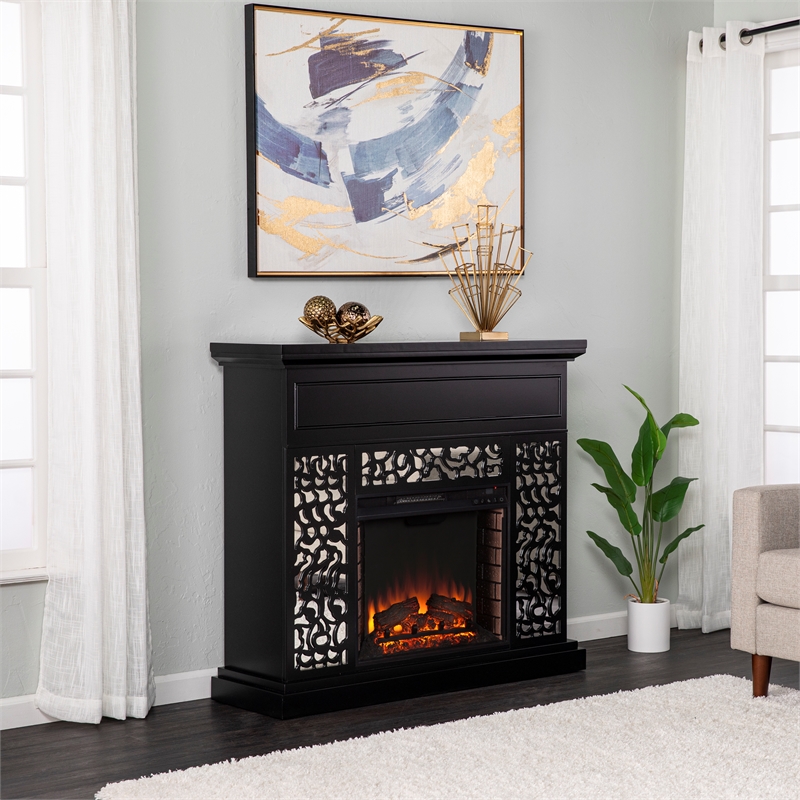 SEI Furniture SEI Furniture Engineered Wood Electric Fireplace in Black