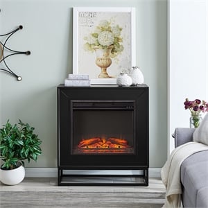 Southern Enterprises SEI Furniture Engineered Wood Electric Fireplace in Black