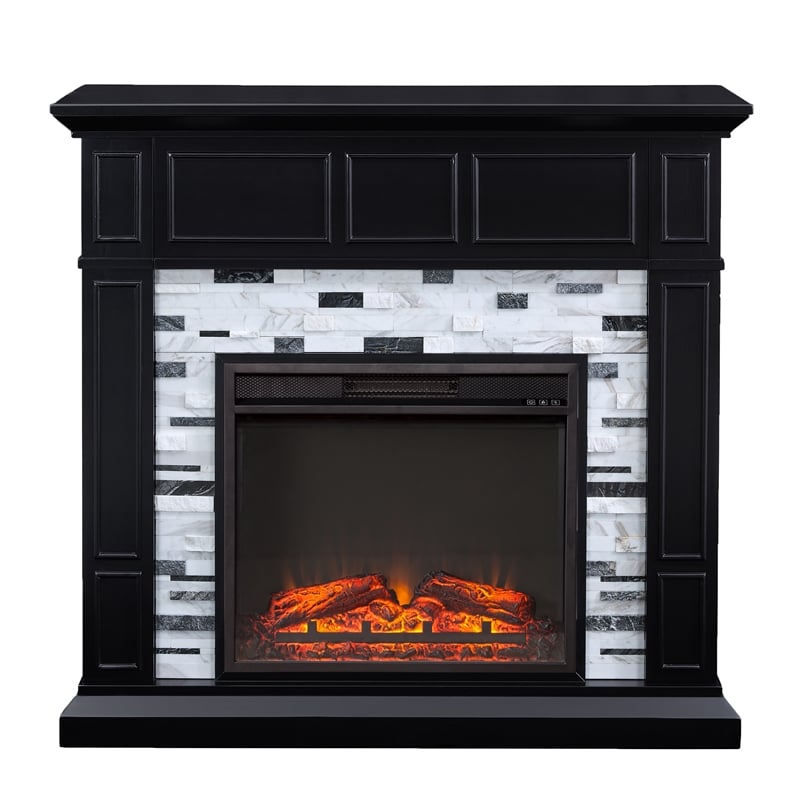 Southern Enterprises SEI Furniture Engineered Wood Electric Fireplace in Black