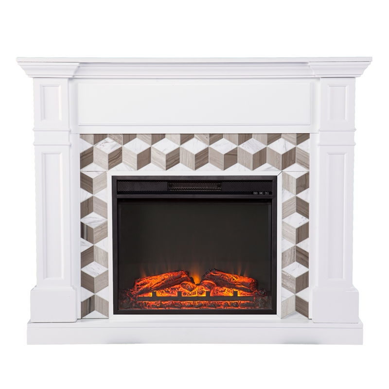 Southern Enterprises SEI Furniture Engineered Wood Electric Fireplace in White