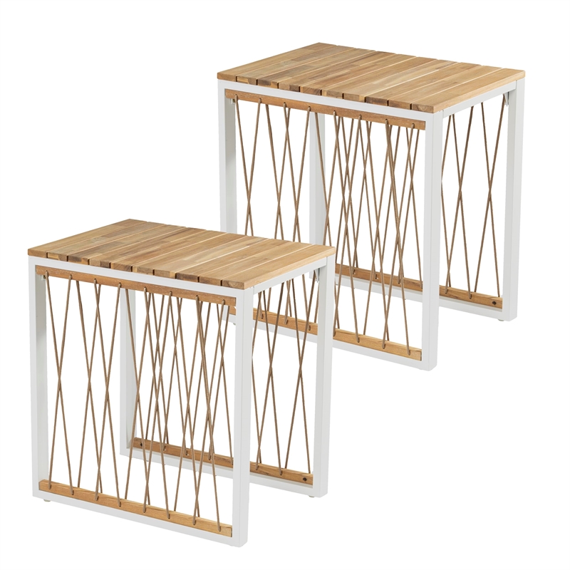 SEI Furniture Wallmond Modern Outdoor End Table in Natural Set of 2