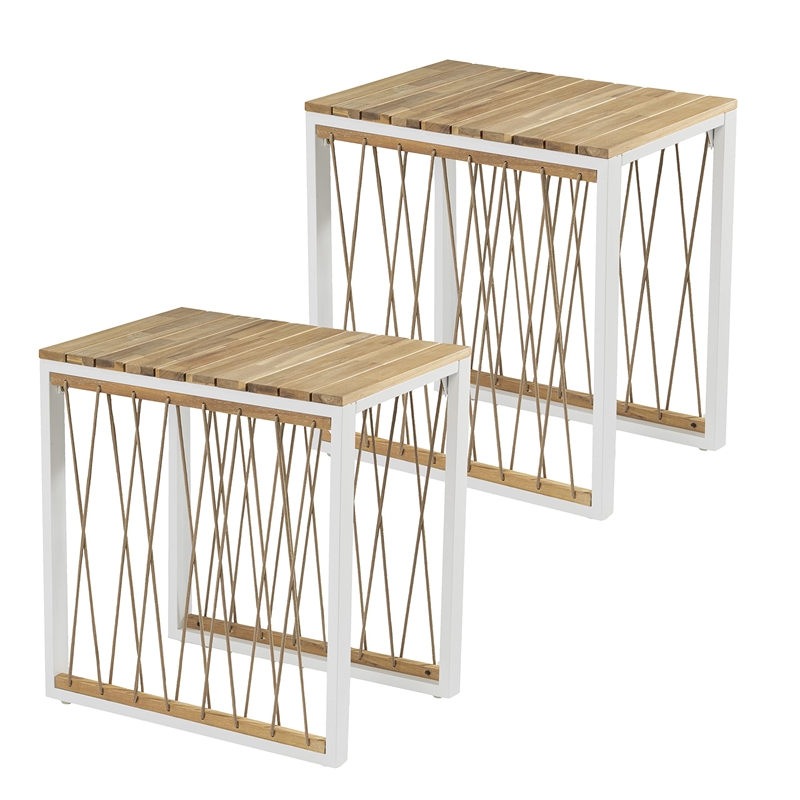 SEI Furniture Wallmond Modern Outdoor End Table in Natural Set of 2