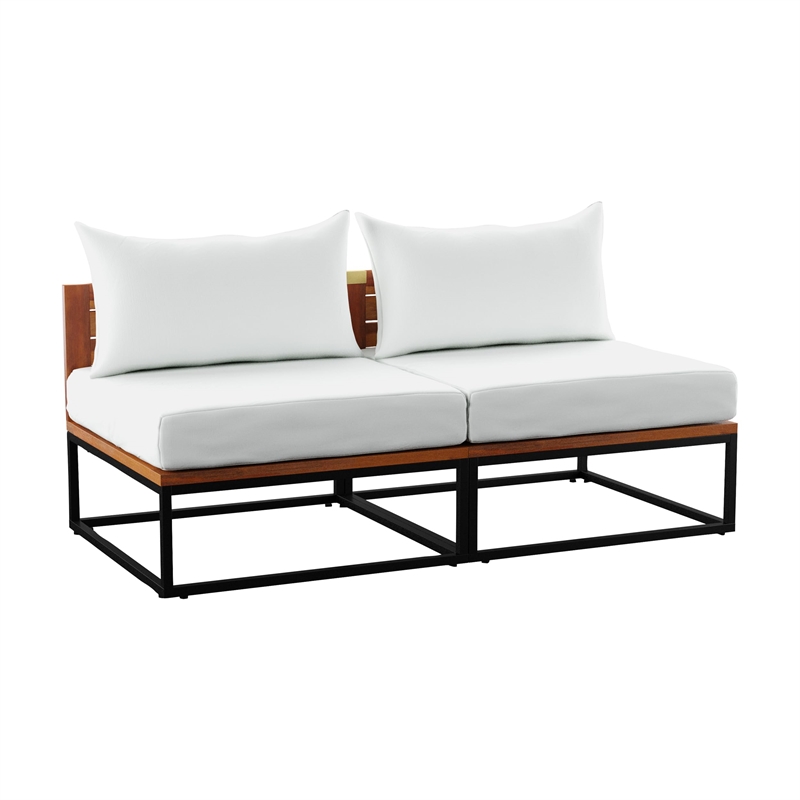 SEI Furniture Taradale Modular Outdoor Loveseat with Cushions in White