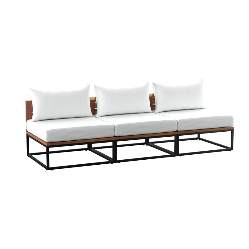 SEI Furniture Taradale Modular Outdoor Sofa with Cushions in White