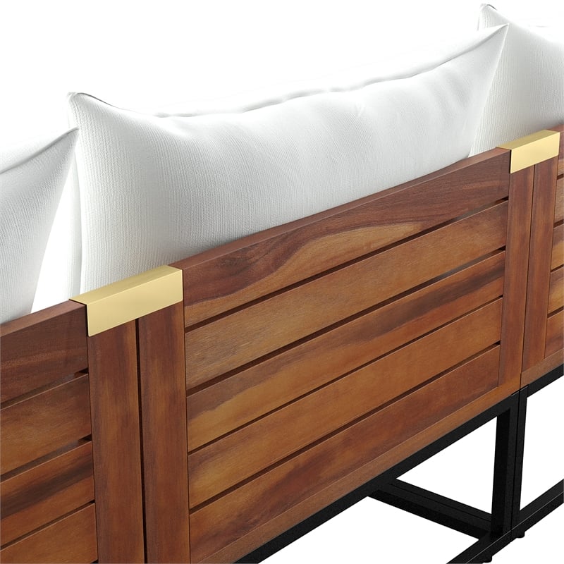 SEI Furniture Taradale Modular Outdoor Sofa with Cushions in White