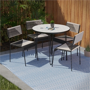 sei furniture watkindale outdoor dining set 5pc in white