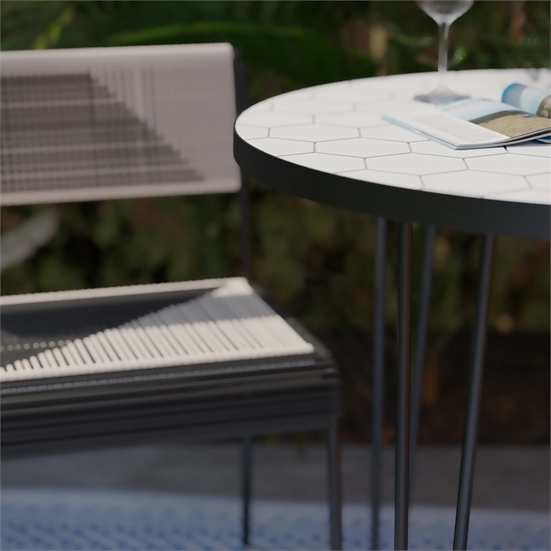 SEI Furniture Watkindale Stainless Steel Outdoor Dining Set 5 Piece in White