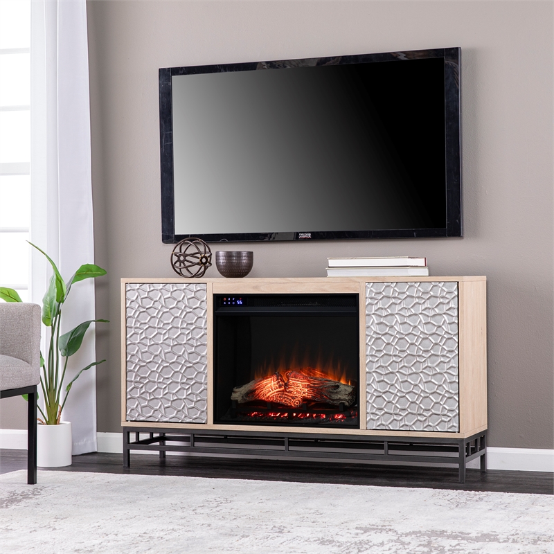 SEI Furniture Hollesborne Touch Screen Electric Fireplace with  Media Storage