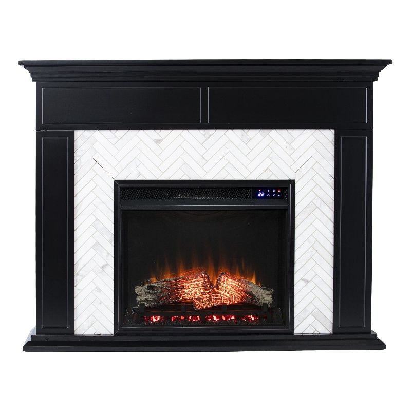 SEI Furniture Torlington Marble Tiled Touch Screen Electric Fireplace