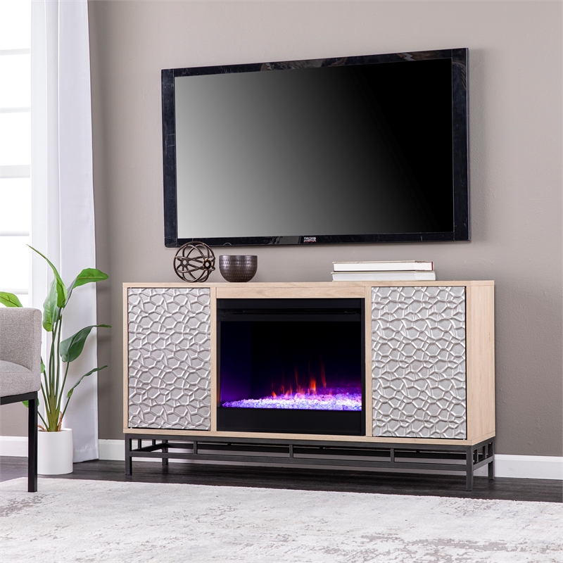 SEI Furniture Hollesborne Color Changing Fireplace with  Media Storage