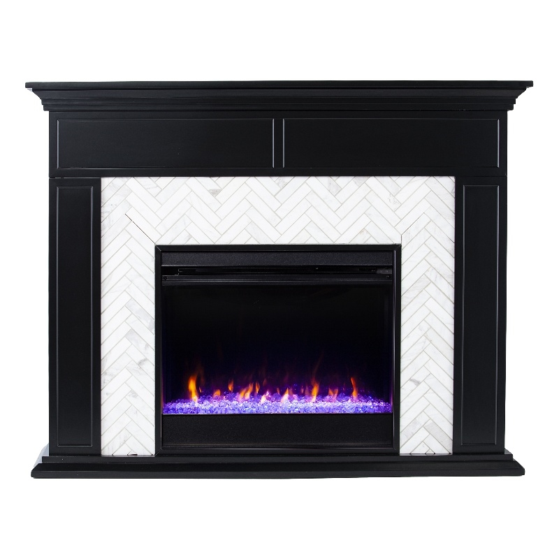SEI Furniture Torlington Color Changing Marble Tiled Fireplace