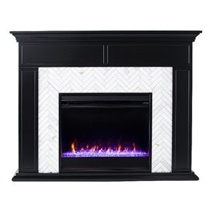 SEI Furniture Torlington Color Changing Marble Tiled Fireplace