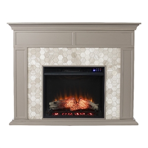 SEI Furniture Torlington Marble Tiled Touch Screen Electric Fireplace