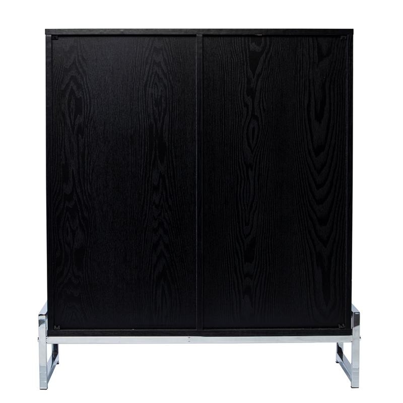 Southern Enterprises Pierton Engineered Wood and Iron Wine Cabinet in Black