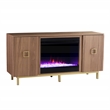 SEI Furniture Yorkville Wood and Iron Fireplace Media Console in Natural