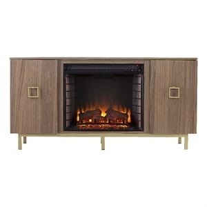 SEI Furniture Yorkville Wood and Metal Fireplace Media Console in Natural