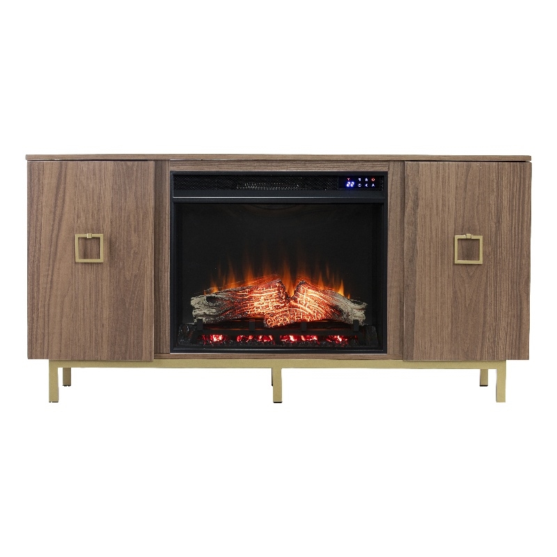 SEI Furniture Yorkville Wood and Metal Fireplace Media Console in Natural