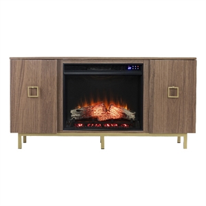 SEI Furniture Yorkville Wood and Metal Fireplace Media Console in Natural