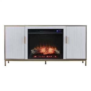 SEI Furniture Daltaire Wood and Metal Fireplace Media Console in White