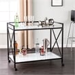 SEI Furniture Maxton Contemporary Glass and Iron Bar Cart in Black