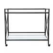 SEI Furniture Maxton Contemporary Glass and Iron Bar Cart in Black