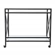 SEI Furniture Maxton Contemporary Glass and Iron Bar Cart in Black