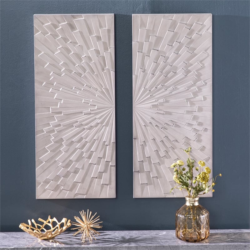 SEI Furniture Arvistra 2-Piece Wood Decorative Wall Panel Set in Gray