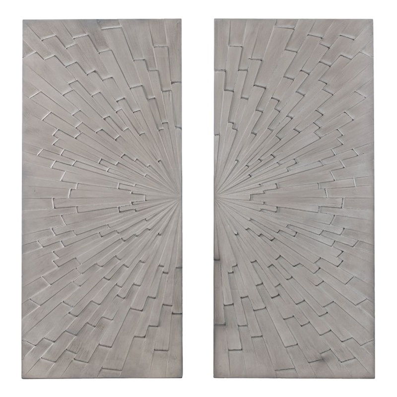 SEI Furniture Arvistra 2-Piece Wood Decorative Wall Panel Set in Gray