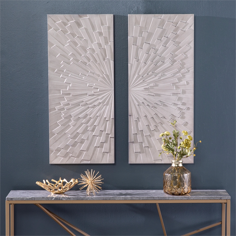 SEI Furniture Arvistra 2-Piece Wood Decorative Wall Panel Set in Gray