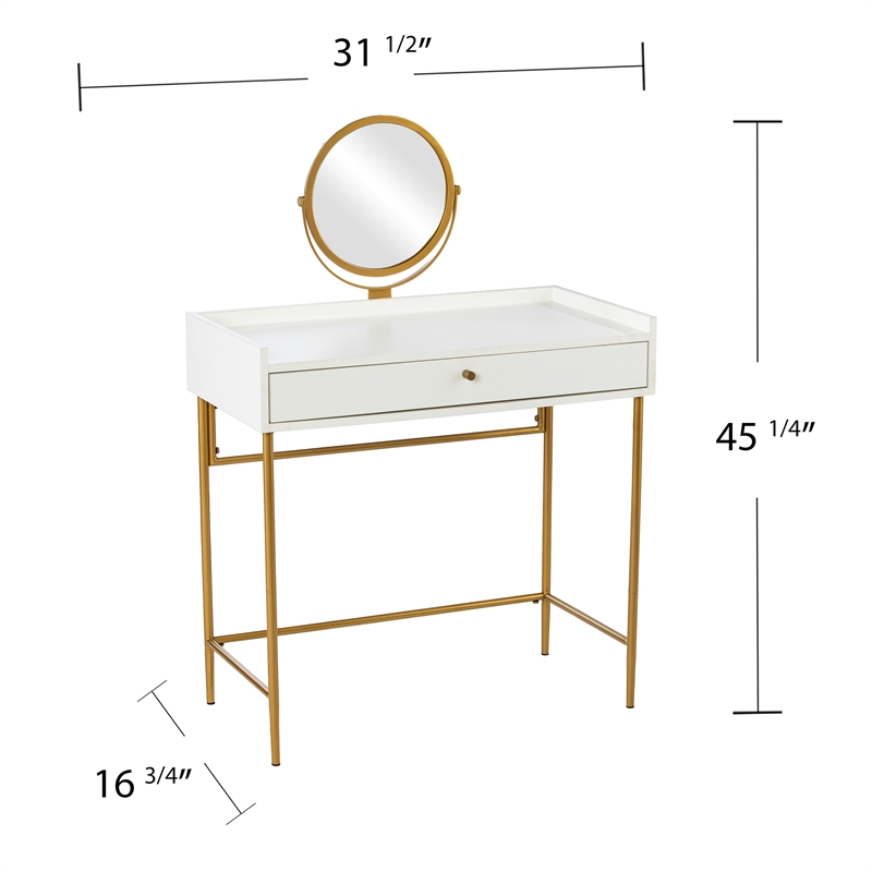 Southern Enterprises Derald Wood and Iron Dressing Vanity in White