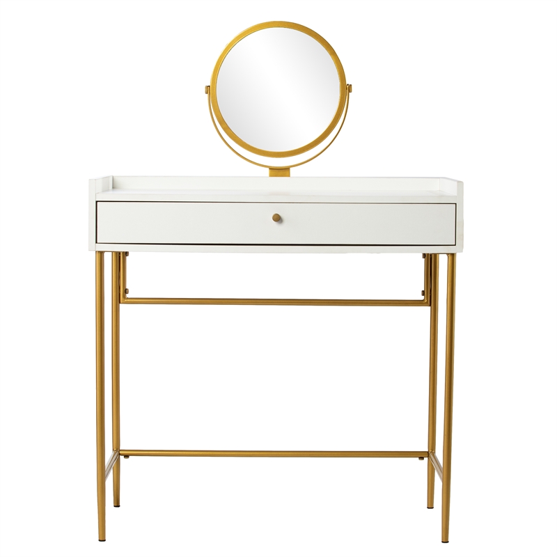 Southern Enterprises Derald Wood and Iron Dressing Vanity in White