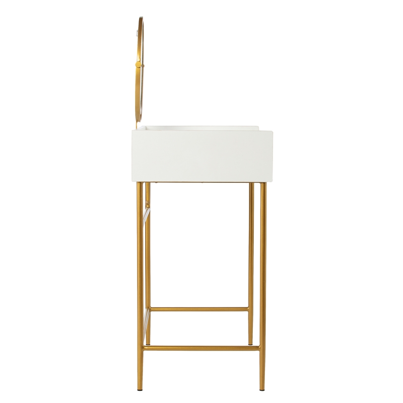 Southern Enterprises Derald Wood and Iron Dressing Vanity in White