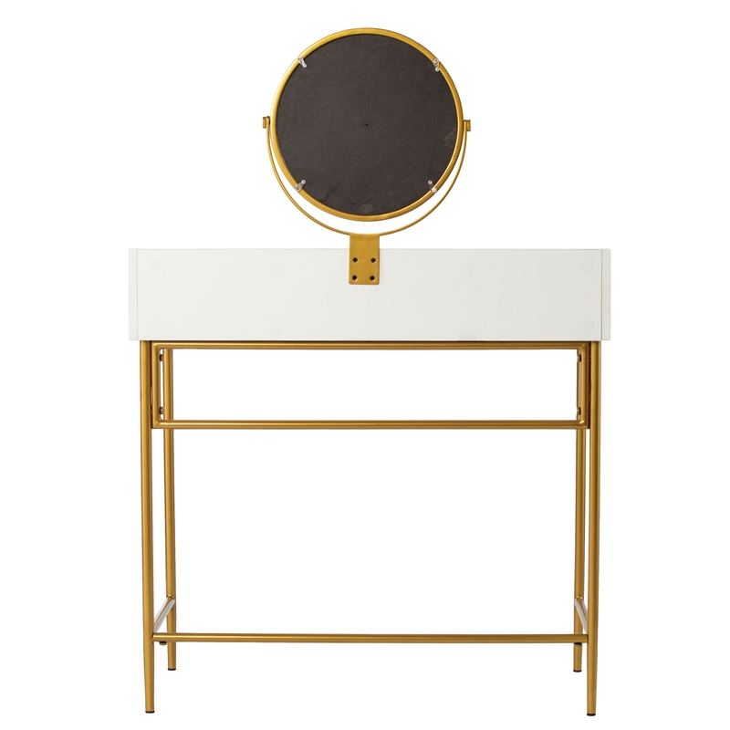 Southern Enterprises Derald Wood and Iron Dressing Vanity in White